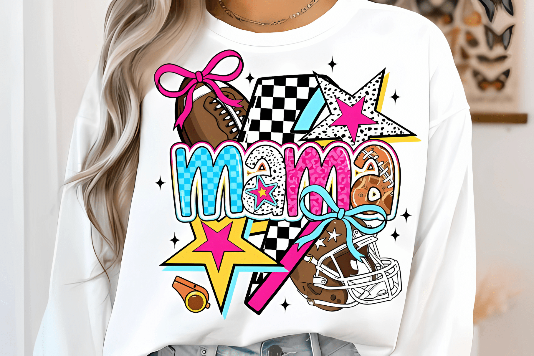Retro Football Mama PNG | Vintage Game Day Shirt Design for Sublimation & DTF