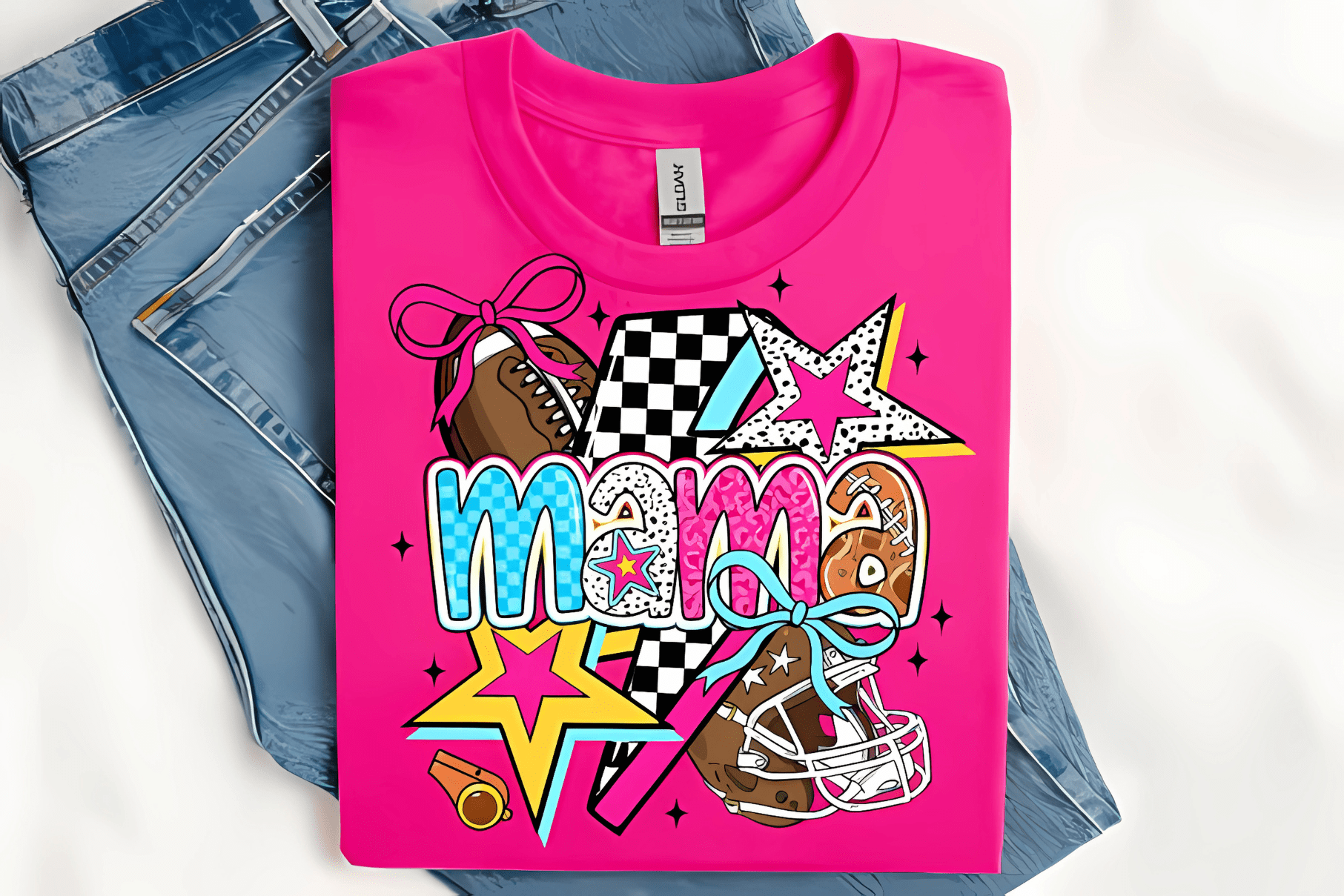 Retro Football Mama PNG | Vintage Game Day Shirt Design for Sublimation & DTF