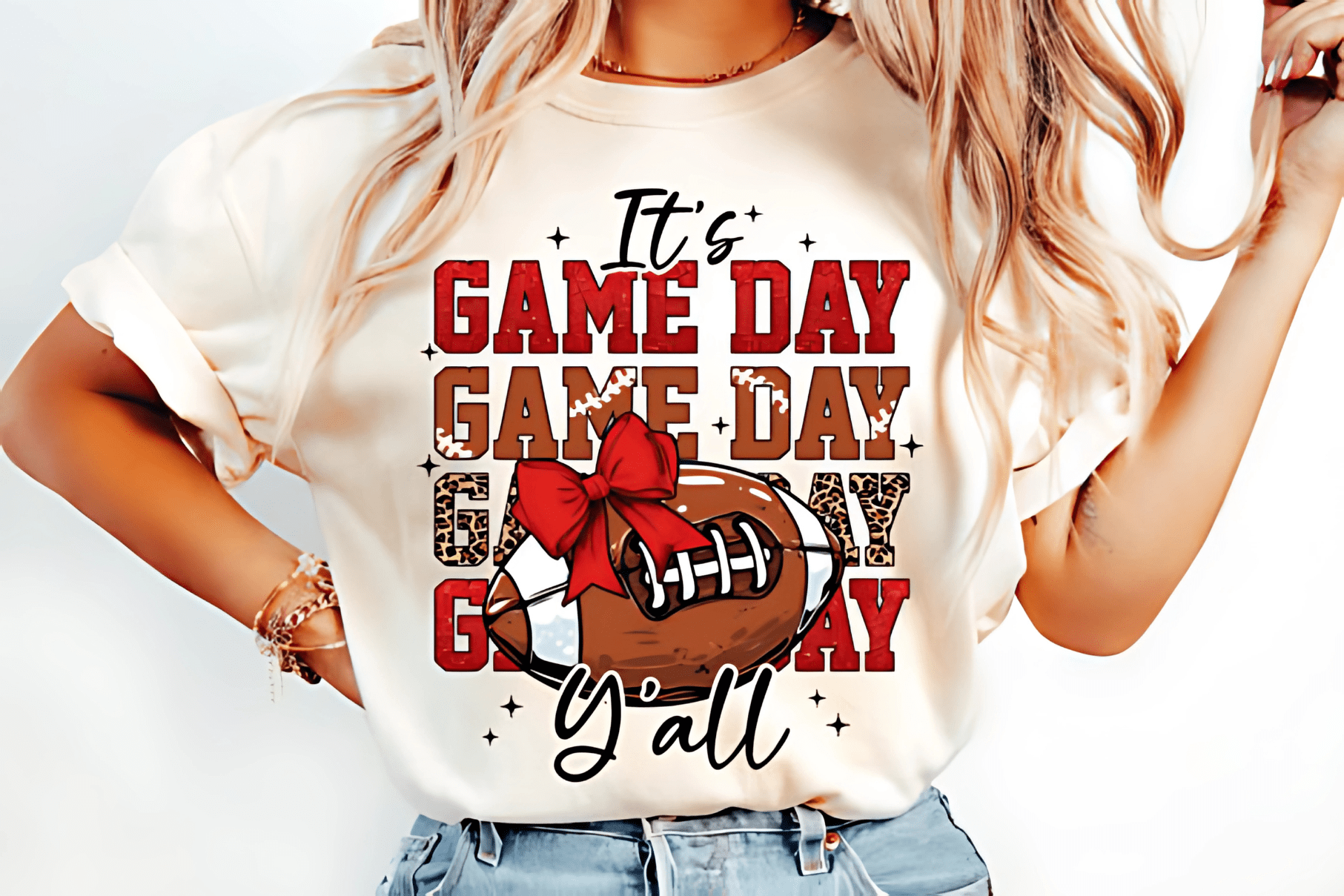 Game Day Football PNG | Red Football Design for Sublimation, Shirts & Crafts | Instant Download