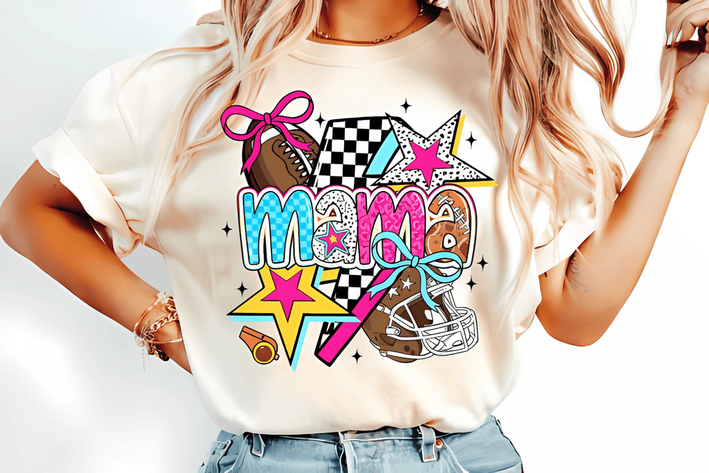 Retro Football Mama PNG | Vintage Game Day Shirt Design for Sublimation & DTF