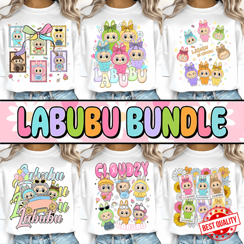Cute Labubu PNG Bundle – Kawaii Clipart for T-Shirts, Stickers & Print on Demand