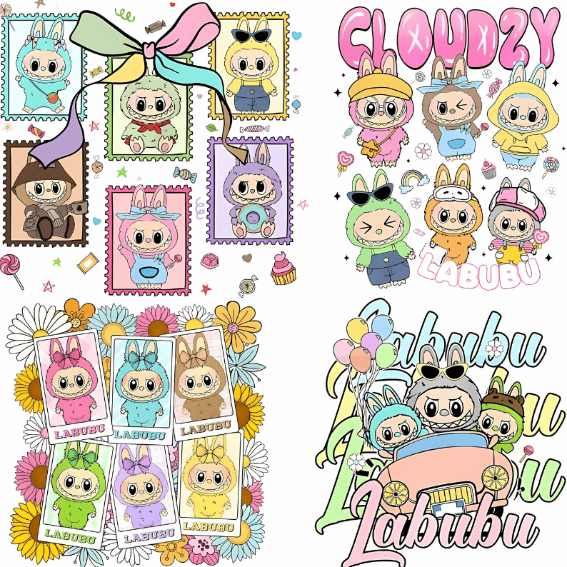 Cute Labubu PNG Bundle – Kawaii Clipart for T-Shirts, Stickers & Print on Demand